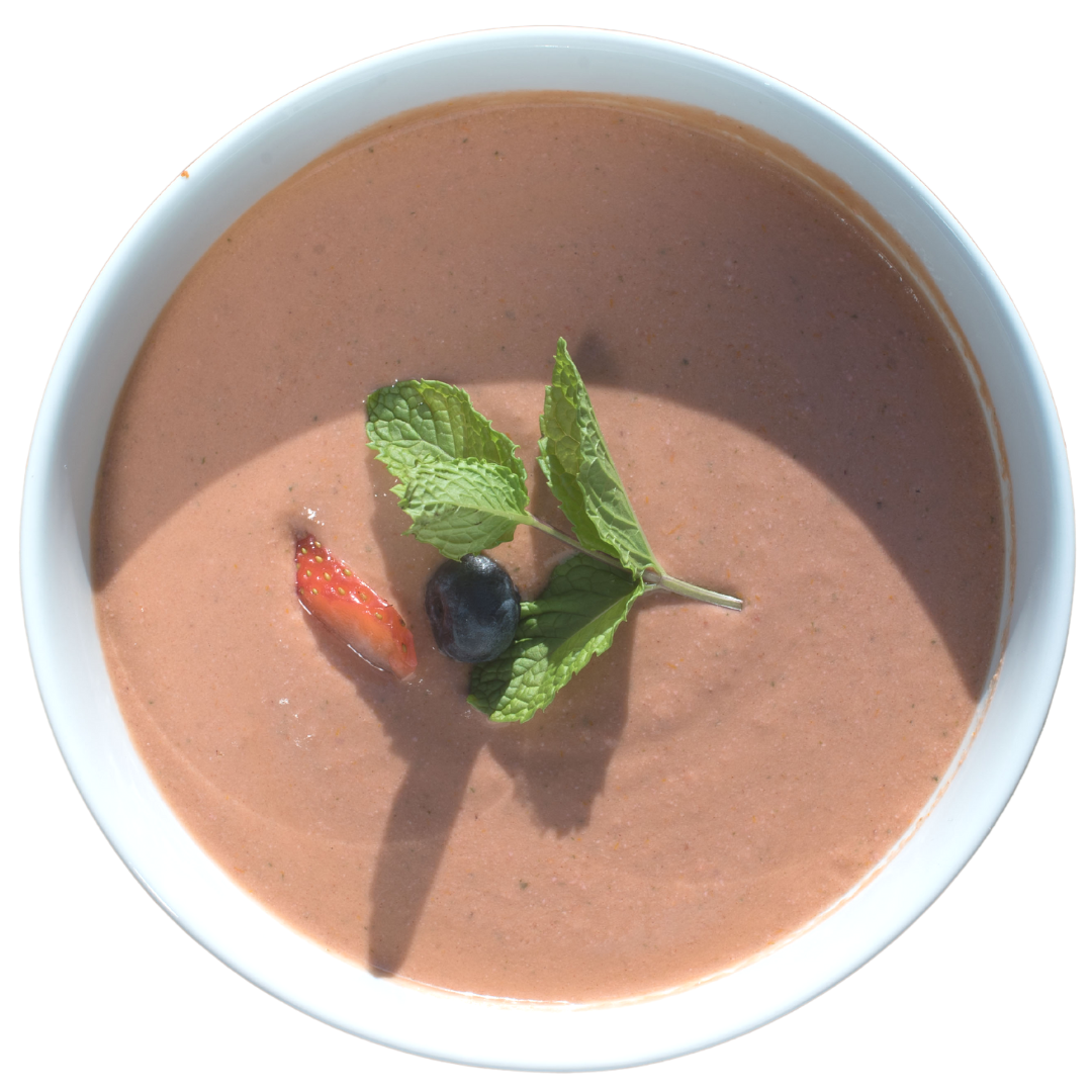 Vegan Gluten-Free Plant-Based Gazpacho with Tomato, Strawberries and Mint